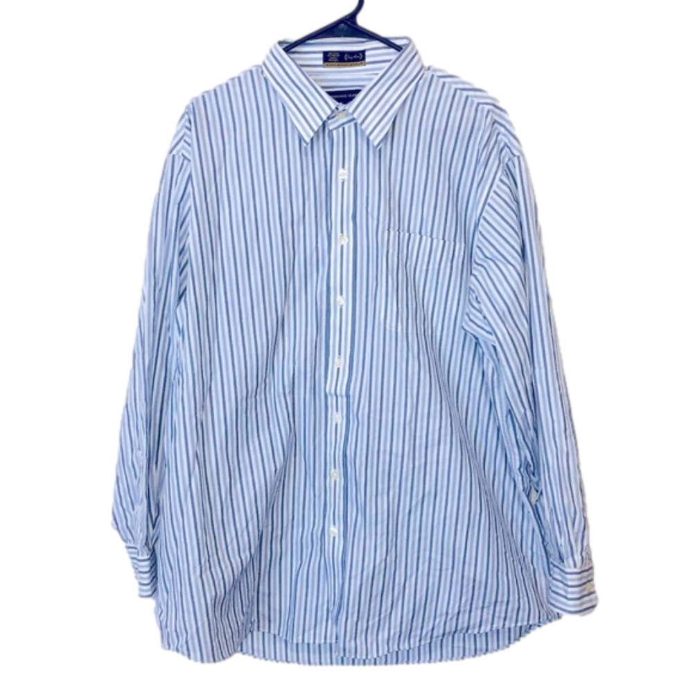CAMBRIDGE CLASSICS Blue & White Striped Button Up